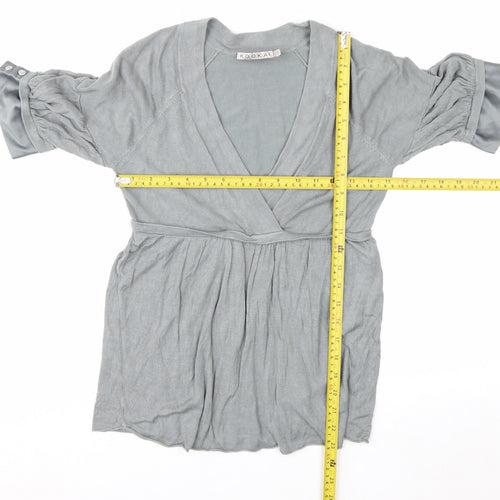 Kookai Women’s Grey Wrap Knit Short Sleeve Jumper Size 8