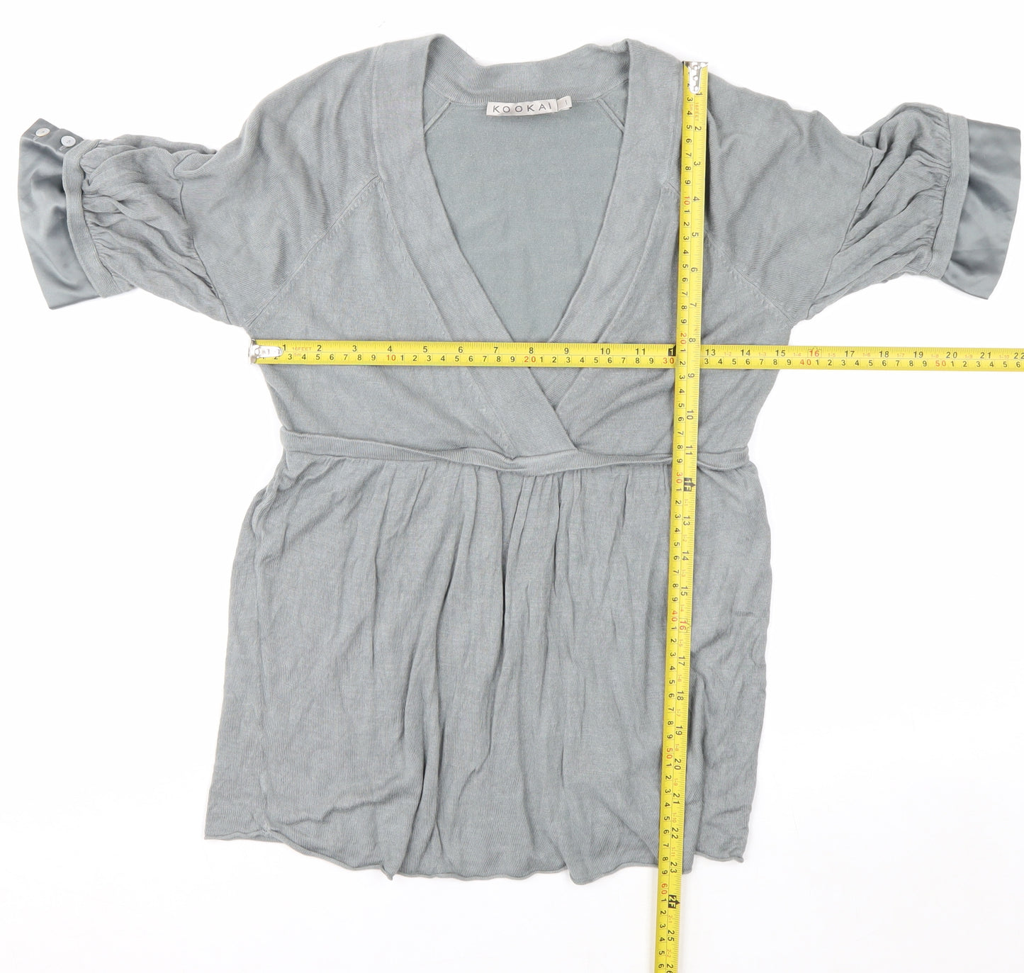 Kookai Women’s Grey Wrap Knit Short Sleeve Jumper Size 8