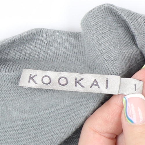 Kookai Women’s Grey Wrap Knit Short Sleeve Jumper Size 8