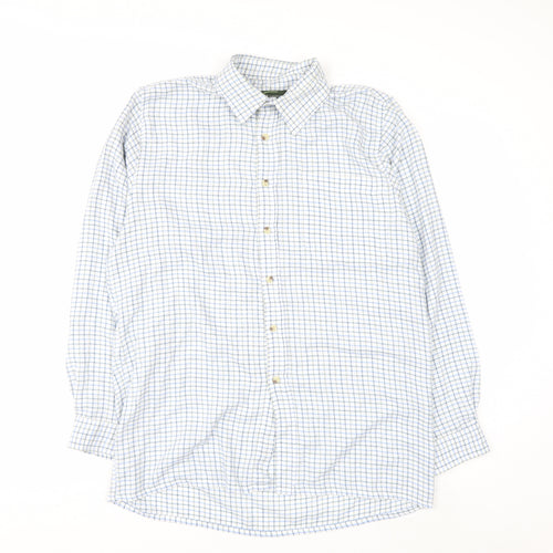 Champion Men's Blue Check Button-Up Long Sleeve Casual Shirt M