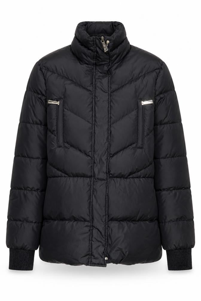 Just Cavalli Women's Black Puffer Jacket Size 12 Mid-Length Winter Coat