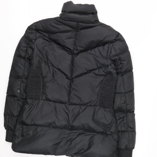 Just Cavalli Women's Black Puffer Jacket Size 12 Mid-Length Winter Coat