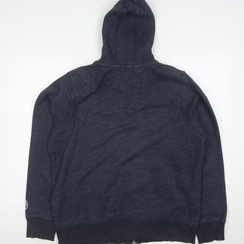 Tokyo Laundry Men's Blue XL Full Zip Hoodie with Logo Print