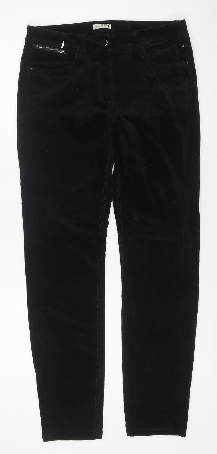 Marks and Spencer Women's Black Velvet Stretch Slim Trousers Size 10