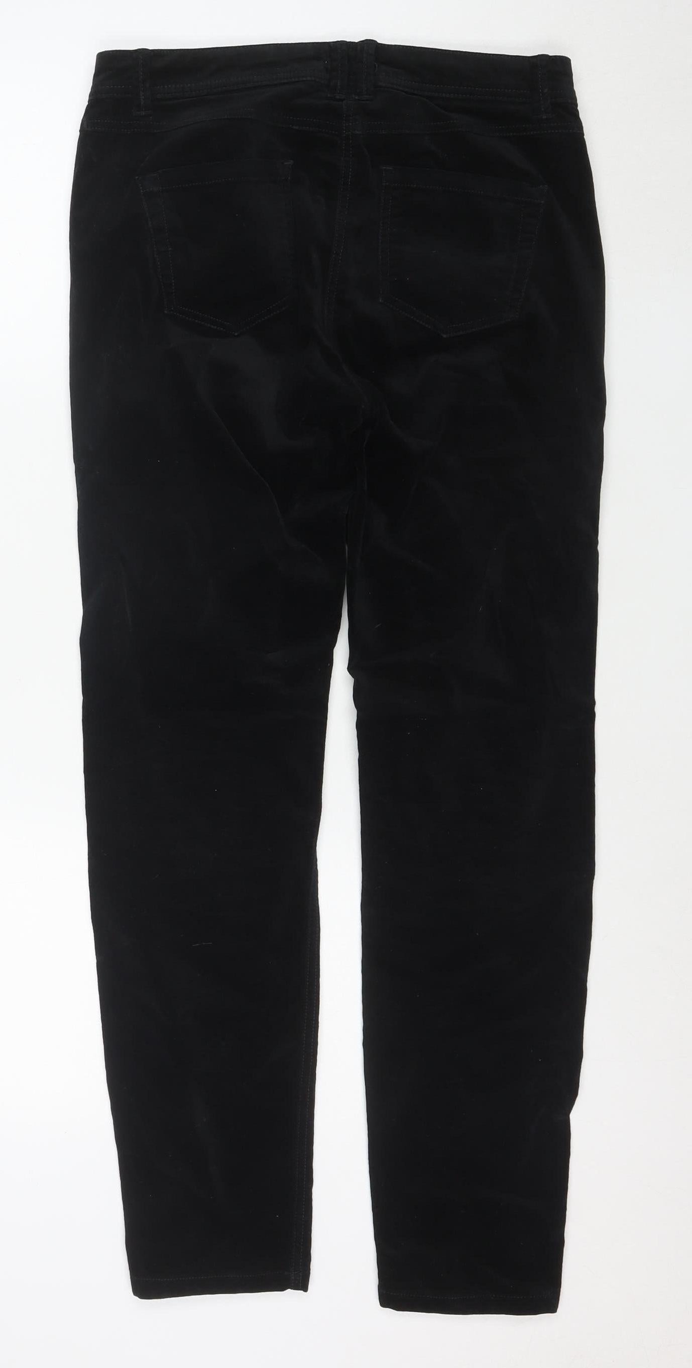 Marks and Spencer Women's Black Velvet Stretch Slim Trousers Size 10