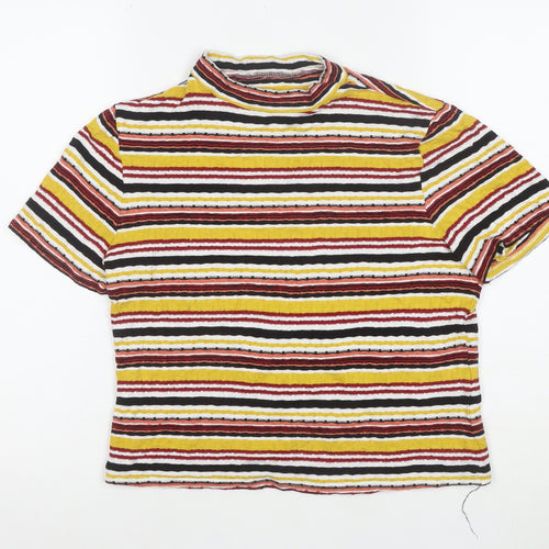 River Island Womens Multicoloured Striped Cropped T-Shirt Size 16