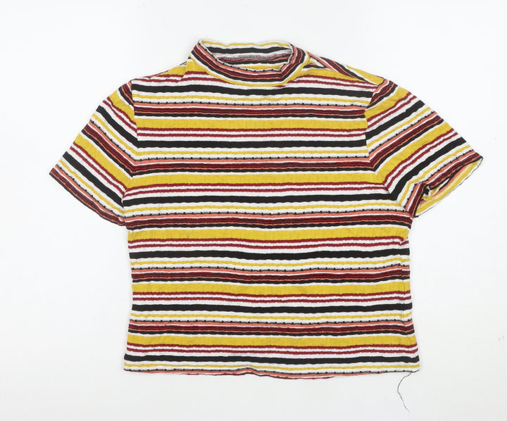 River Island Womens Multicoloured Striped Cropped T-Shirt Size 16