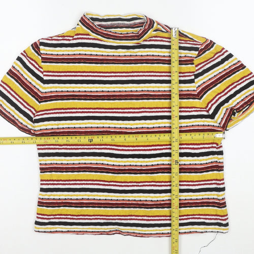 River Island Womens Multicoloured Striped Cropped T-Shirt Size 16
