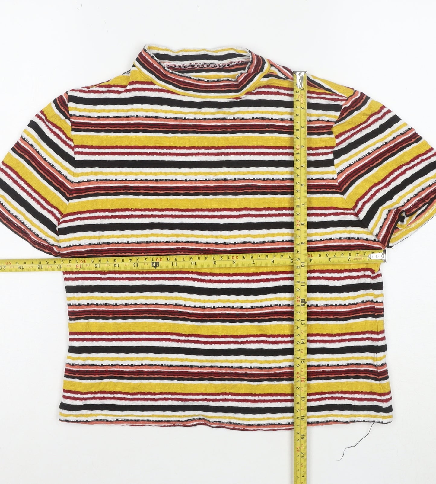 River Island Womens Multicoloured Striped Cropped T-Shirt Size 16