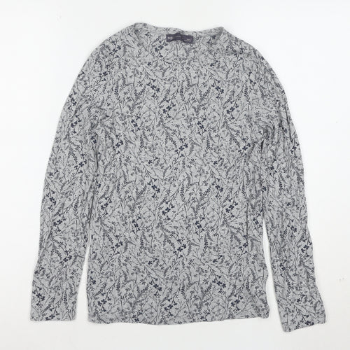 Marks and Spencer Women’s Grey Floral Long Sleeve Cotton T-Shirt Size 8