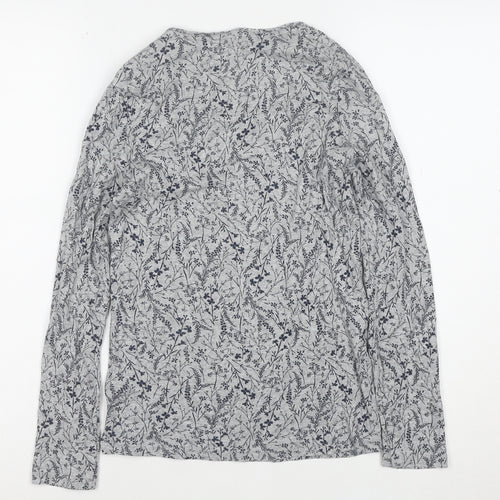 Marks and Spencer Women’s Grey Floral Long Sleeve Cotton T-Shirt Size 8