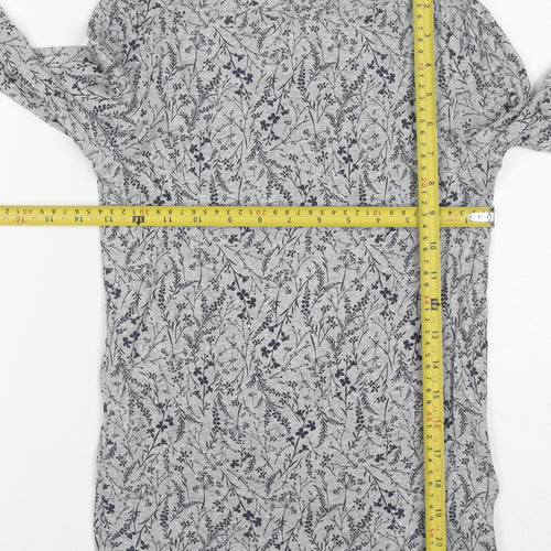 Marks and Spencer Women’s Grey Floral Long Sleeve Cotton T-Shirt Size 8