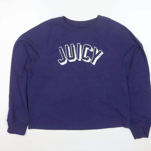 Juicy Couture Women's Blue Pullover Sweatshirt M Logo Casual