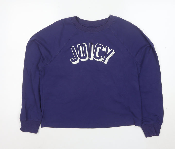 Juicy Couture Women's Blue Pullover Sweatshirt M Logo Casual