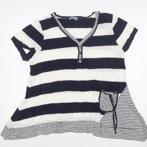 Per Una Women Blue Striped Short Sleeve Tunic T-Shirt Size 20