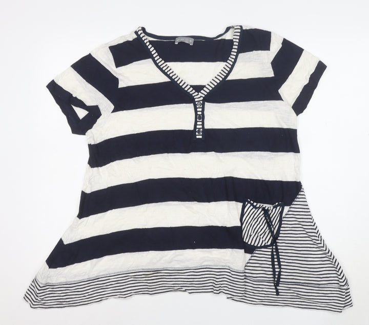 Per Una Women Blue Striped Short Sleeve Tunic T-Shirt Size 20