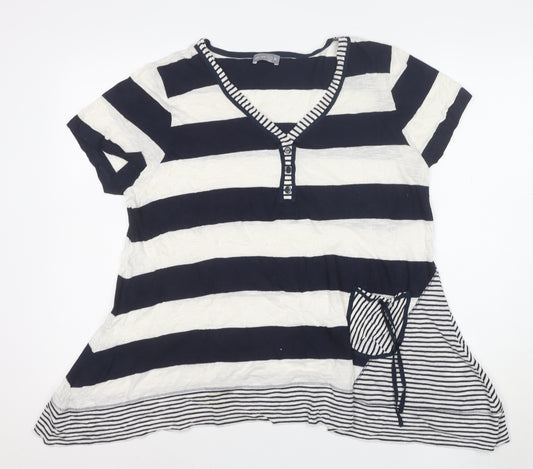 Per Una Women Blue Striped Short Sleeve Tunic T-Shirt Size 20
