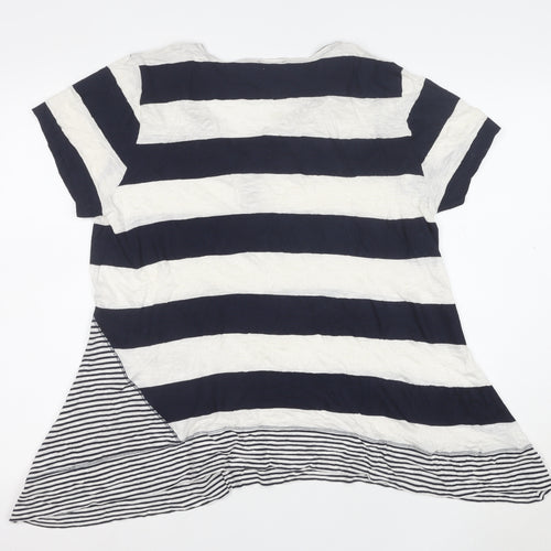 Per Una Women Blue Striped Short Sleeve Tunic T-Shirt Size 20