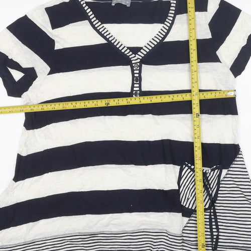 Per Una Women Blue Striped Short Sleeve Tunic T-Shirt Size 20
