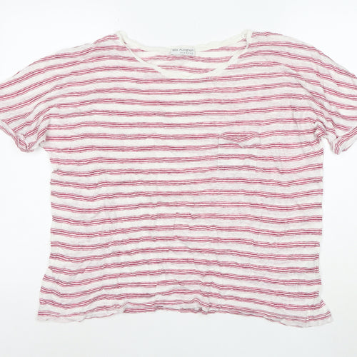 Marks and Spencer Women’s Pink Striped Linen T-Shirt Size 18