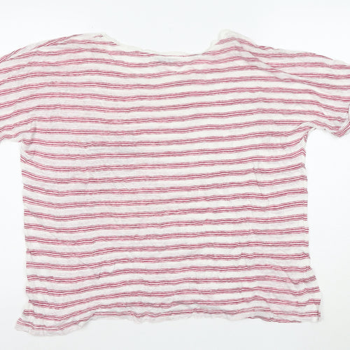 Marks and Spencer Women’s Pink Striped Linen T-Shirt Size 18