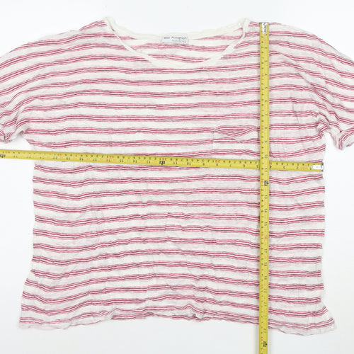 Marks and Spencer Women’s Pink Striped Linen T-Shirt Size 18
