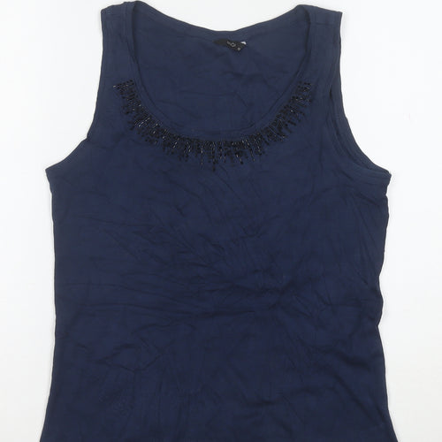 Marks and Spencer Women’s Blue Beaded Cotton Tank Top Size 12
