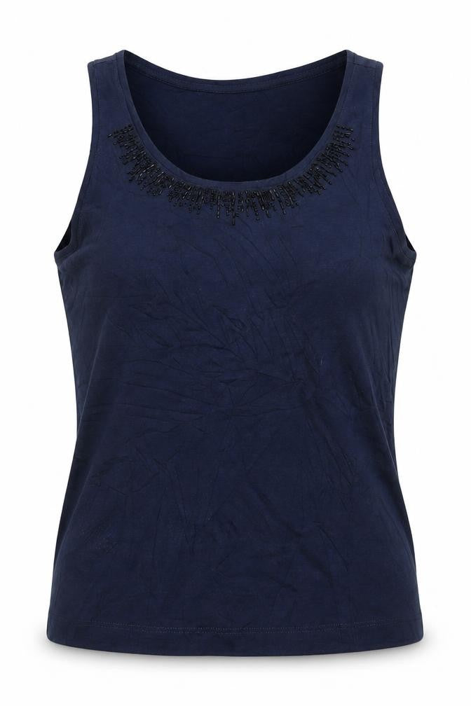 Marks and Spencer Women’s Blue Beaded Cotton Tank Top Size 12