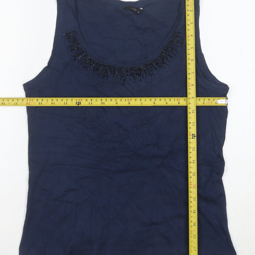 Marks and Spencer Women’s Blue Beaded Cotton Tank Top Size 12