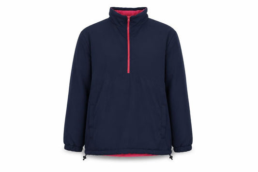 Front view of One Up Golf Women's Blue L 1/2 Zip Lined Anorak Jacket