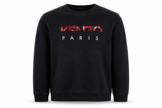 Front view of Kenzo Paris men’s black medium crew neck logo sweatshirt