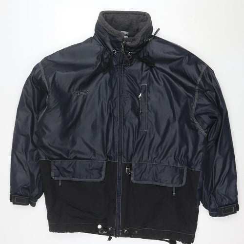 Rodeo Men's Blue 2XL Hooded Parka Jacket Full Zip Windproof
