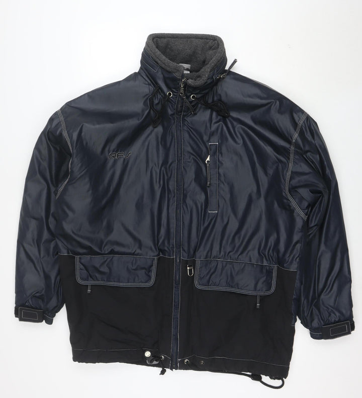 Rodeo Men's Blue 2XL Hooded Parka Jacket Full Zip Windproof