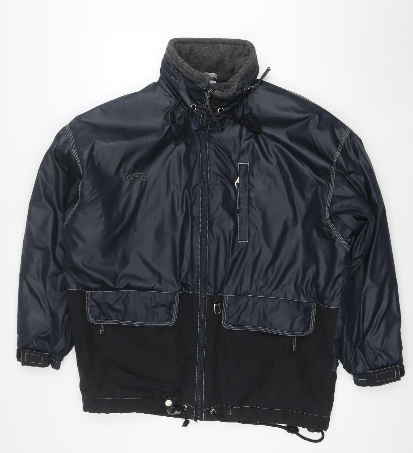 Rodeo Men's Blue 2XL Hooded Parka Jacket Full Zip Windproof