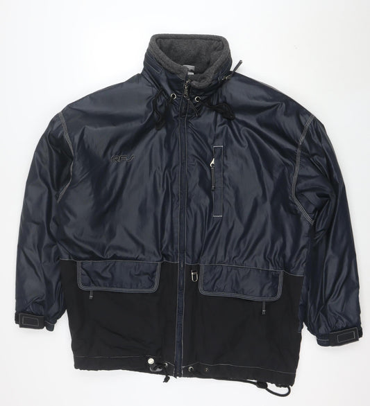Rodeo Men's Blue 2XL Hooded Parka Jacket Full Zip Windproof
