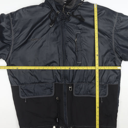Rodeo Men's Blue 2XL Hooded Parka Jacket Full Zip Windproof