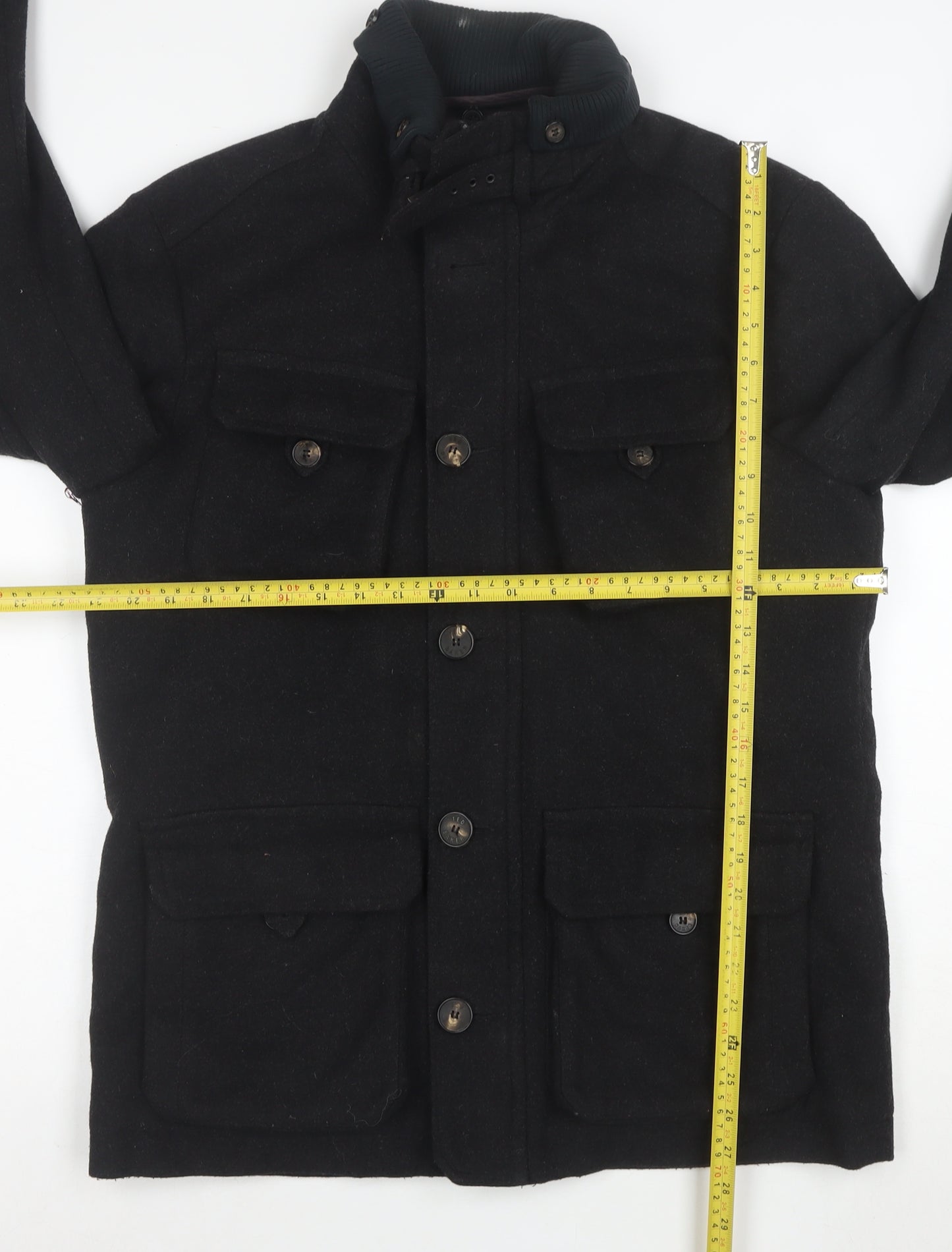Ted Baker Men's Black Wool Jacket Size L Classic Field Style