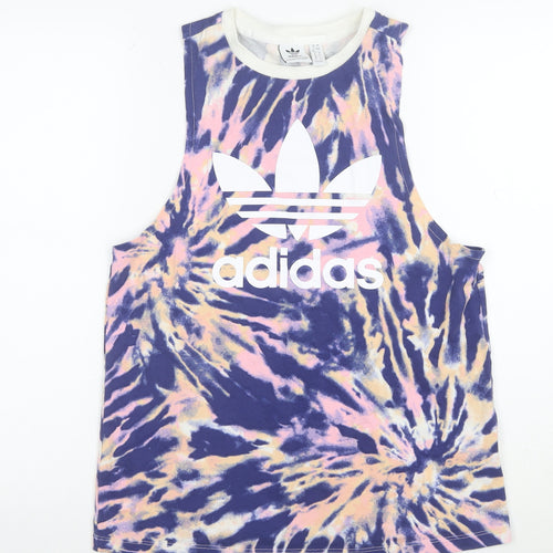Adidas Womens Multicoloured Tie Dye Cotton Tank Top Size 12