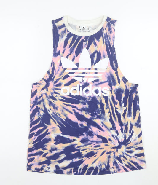 Adidas Womens Multicoloured Tie Dye Cotton Tank Top Size 12