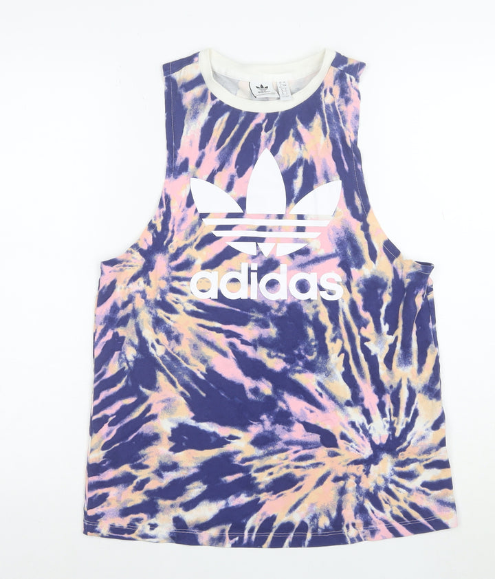 Adidas Womens Multicoloured Tie Dye Cotton Tank Top Size 12