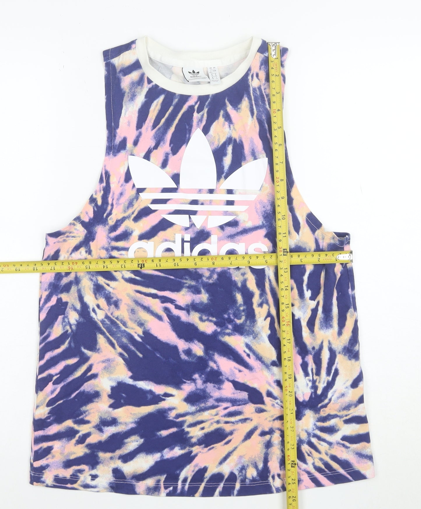 Adidas Womens Multicoloured Tie Dye Cotton Tank Top Size 12