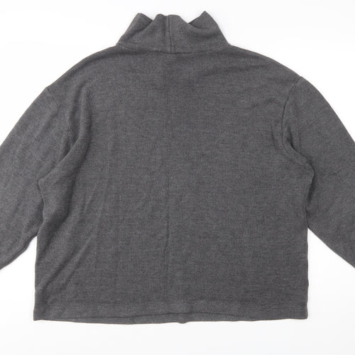 Uniqlo Women Grey Roll Neck Knit Jumper L Long Sleeve Pullover
