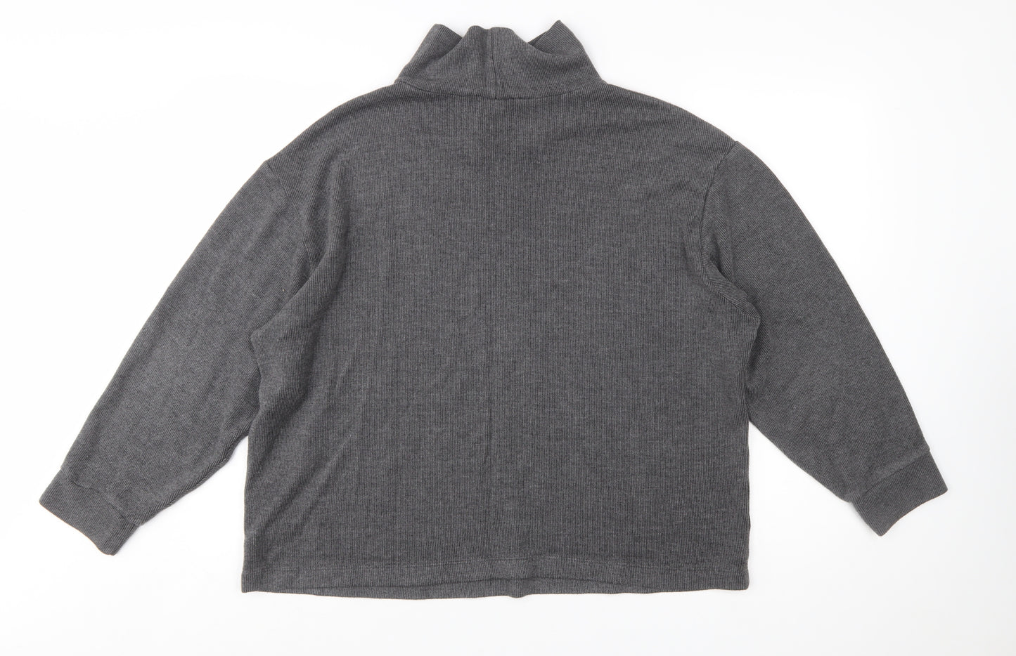 Uniqlo Women Grey Roll Neck Knit Jumper L Long Sleeve Pullover