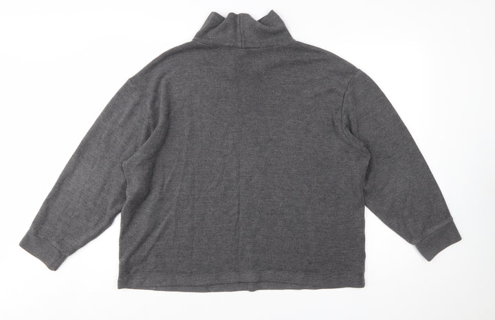 Uniqlo Women Grey Roll Neck Knit Jumper L Long Sleeve Pullover