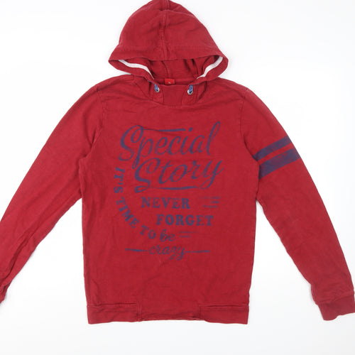 s.Oliver Boys Red Pullover Hoodie XL 176 Cotton Graphic Print Long Sleeve