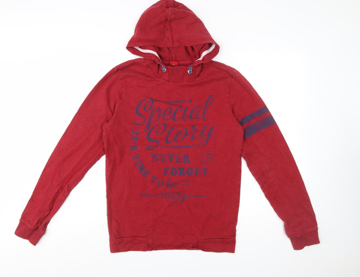 s.Oliver Boys Red Pullover Hoodie XL 176 Cotton Graphic Print Long Sleeve