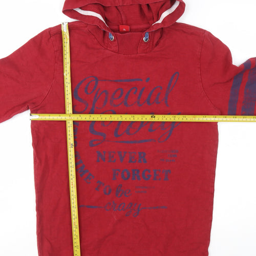 s.Oliver Boys Red Pullover Hoodie XL 176 Cotton Graphic Print Long Sleeve