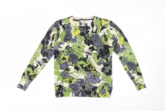 KENAR Women's Multicoloured Floral Merino Wool Pullover Jumper M