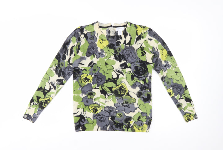 KENAR Women's Multicoloured Floral Merino Wool Pullover Jumper M