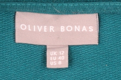 Oliver Bonas Women Teal Puff Sleeve Cotton Sweatshirt UK 12